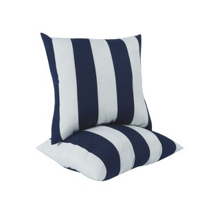 FONTOI 2 Pack Decorative Bed Pillow with Strpie, Waterproof & Fade-Resistant Square Pillows for Bed Couch Sofa, Blue&White, 18"*5"*18" - 1 of 4
