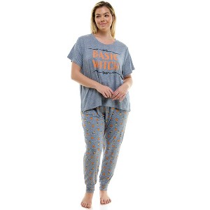 Jaclyn Short Sleeve Crew Neck & Jogger Halloween Pajama Set - 1 of 3