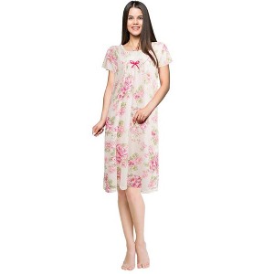 JEFFRICO Womens Nightgowns Short Sleeve Sleepwear Soft Pajama Dress Nightshirts - 1 of 4