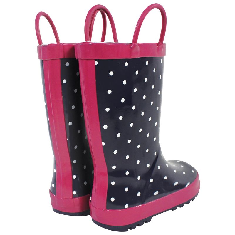 Hudson Baby Rain Boots, Navy Dots Pink, 3 of 5