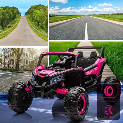 24V Hot Pink and Black Off-Road UTV Ride-On Car