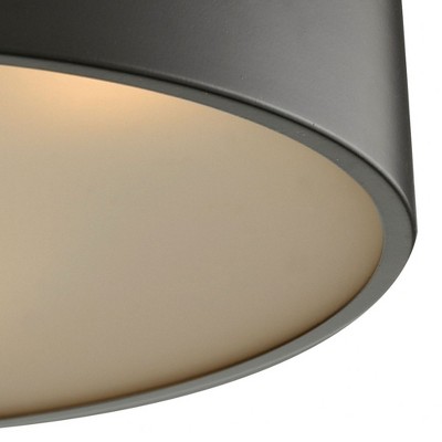 Simpson 14" Drum Flush Mount Light in Oil Rubbed Bronze with Frosted White Shade