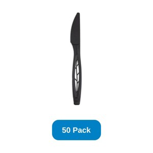 Jaya 6.5" Compostable Knife Bulk Pack Black - Pack of 50 - 1 of 3