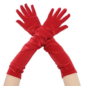 INSPIRE CHIC Women's Velvet Elbow Length Full Finger Gloves - 1 of 4