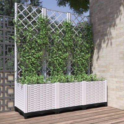 vidaXL Garden Planter White Polypropylene 47.2 x 15.7 x 47.8 in Planters