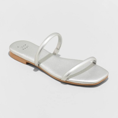 BNWT Ladies Sz 8 Stunning Silver Target Brand Low Heel Pretty Summer Sandals 