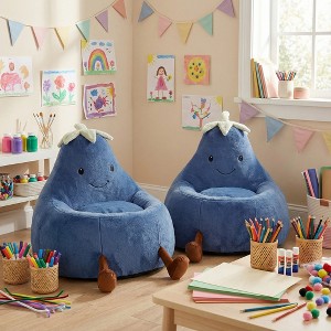 Spassway 2-Piece Cartoon Eggplant Bean Bag Chairs with Faux Rabbit Fur Cover for Kid Memory Foam Bean Bag Sofa Reading Seats for Playroom Living Room - 1 of 4