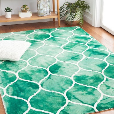 Hand-Tufted Woolen Splash Green/Ivory Rectangular Area Rug - 5' x 8'