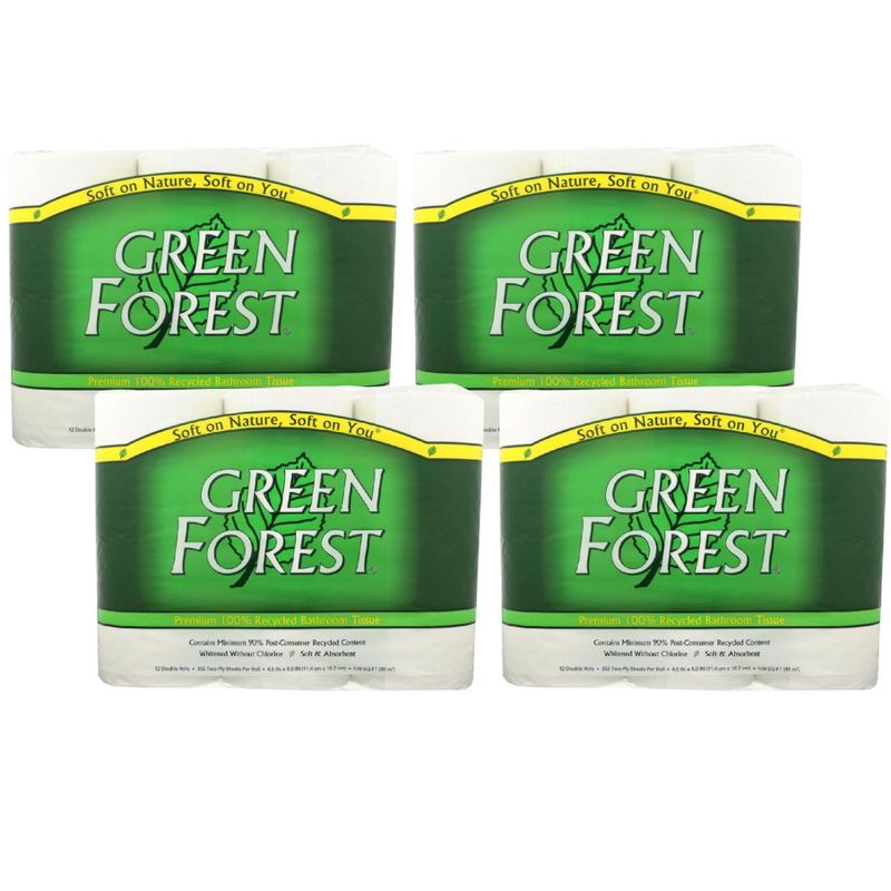 Green Forest Premium 100% Recycled Bathroom Tissue 2-Ply 352 Sheets - Case of 4/12 ct, 1 of 6