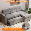 84” 2-in-1 Sofa Bed Comfortable Living Room Sofa with 2 Storage Arms and 2 Charging Ports, L-Shaped Sofa with 2 Cup Holders and Side Pockets - 3 of 4