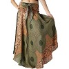 Women's Boho Maxi Skirt - Floral Print Long Flowy Skirt Green Floral - 2 of 4