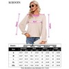 Whizmax Women's Casual Lace Pom Poms Blouses Long Sleeve V Neck Chiffon Shirts Tops Apricot XL - 2 of 4