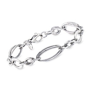 Ross-Simons Italian Sterling Silver Interlocking Oval-Link Bracelet - 1 of 3
