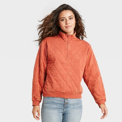 women's cotton quarter zip pullover