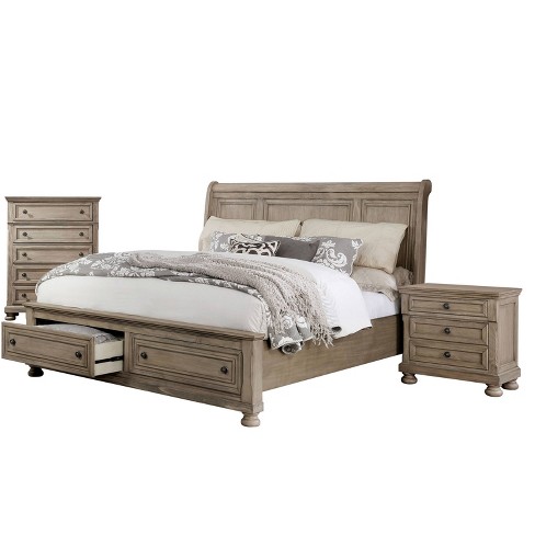 3pc Earl Bedroom Set With Nightstand, King Size Bed Set Mor Furniture