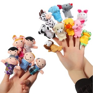 Garvee 16 Pack Soft Plush Finger Puppets Set -Family Members Velvet Cute Toys - 1 of 4