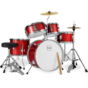 Best Choice Products 5-Piece Kids Beginner Junior Size Drum Set, Percussion Instrument Starter Kit w/ Stool - 1 of 4