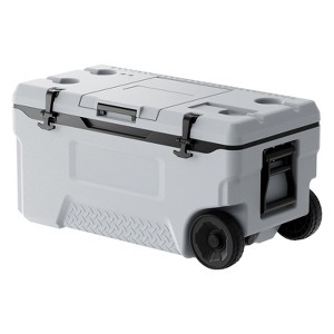 VEVOR Portable Cooler, 74 QT Wheeled Cooler with Ice Retention, Heavy-Duty Handles and Cup Holder, Lightweight Rigid Material, Gray - 1 of 4