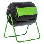 FCMP Outdoor HF-RM4000 HOTFROG 37 Gallon Plastic Single Chamber Roto Tumbling Composter Outdoor Elevated Rotating Garden Compost Bin, Black/Green