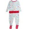 RuffleButts SoftSnooze Baby Girls Holiday Ruffle One Piece Footie Pajamas - 2 of 2
