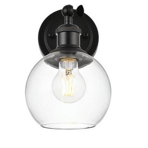 Elegant Lighting Kai 1 light Black and Clear Bath Sconce - 1 of 4