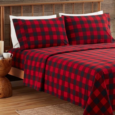Buffalo Plaid Printed Extra Deep Pocket Flannel Sheet Set by Sweet Home Collection®