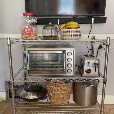 Adjustable Black 3-Tier Wide Wire Shelving Unit