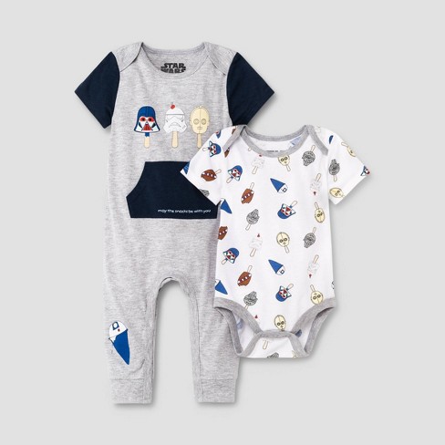 Baby Boys' 2pk Star Wars Romper Set - Heather Gray : Target