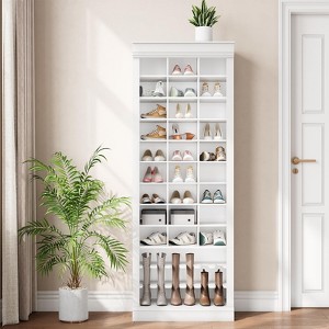 Shoe Cabinet with 27 Cubbies, 10-Tier Tall Shoe Storage Organizer with Boots Space, Freestanding Shoe Rack for Entryway, Hallway, Closet - 1 of 4