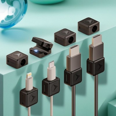 SEVOBAL Cable Management 8-Pack Universal Cable Organizer Clips, 360 Degree Rotating Cord Organizers for Desk, Wall, Car, Black, 0.78"*0.78"*0.44"