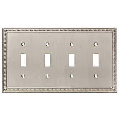 Franklin Brass Classic Beaded Quad Switch Wall Plate Nickel