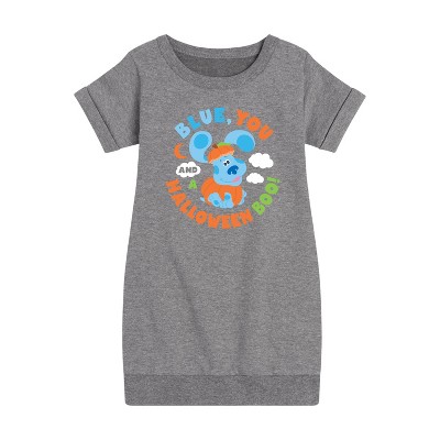 - Blue's Clues & You! - Blue You And Halloween Boo Graphic Short Sleeve Fleece Dress