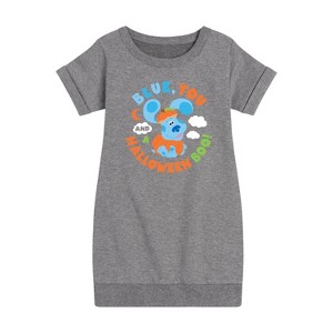 Girls' - Blue's Clues & You! - Blue You And Halloween Boo Graphic Short Sleeve Fleece Dress - 1 of 4