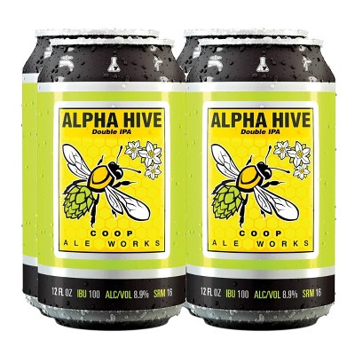 COOP Ale Works Alpha Hive Double IPA Beer - 4pk/12 fl oz Cans