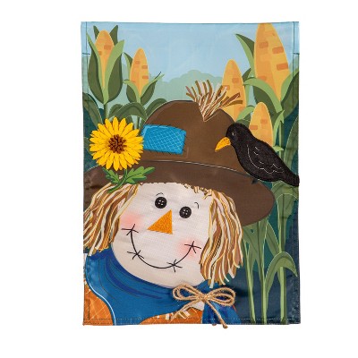 Evergreen Scarecrow and Friend Appliques Garden Flag 12 x 18 Inches Indoor Outdoor Decor