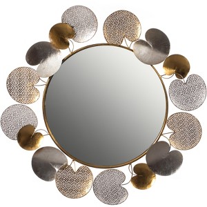 Fabulaxe 31" Accent Wall Mounted Mirror with Gold and Silver with Decorative Modern Pedal Leaf Frame - 1 of 4