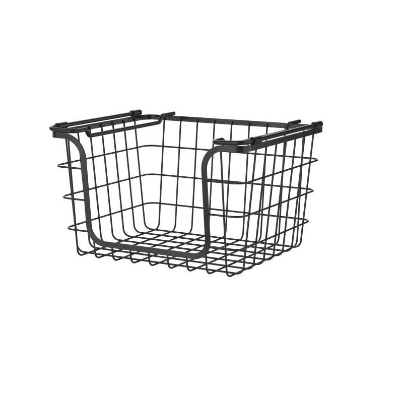 Oceanstar Stackable Metal Wire Storage Basket Set for Pantry, Countertop, Kitchen or Bathroom – Black, Set of 3, 3 of 10