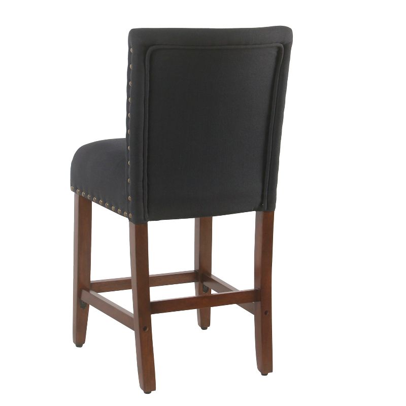 24" Upholstered Counter Height Barstool with Nailheads - HomePop, 4 of 10