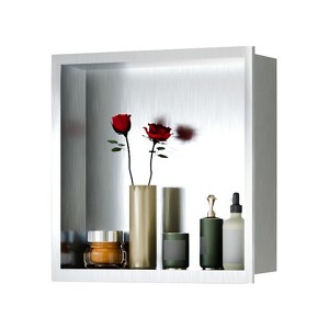 Stainless Steel Shower Niche, 12" X 24" No Tile Needed Recessed Shower Niche Shelf,Modern Wall Storage Niche for Bathroom Storage - 1 of 4