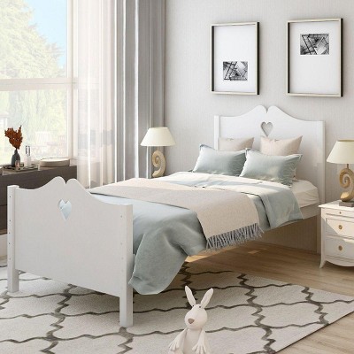 Streamdale Bed Frame Twin Platform Bed with Wood Slat Support and Headboard and Footboard (White)