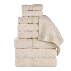 Chevron Zero Twist Cotton Solid and Jacquard Hand Towel Set of 6 by Blue Nile Mills - 1 of 4