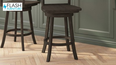 Antique White Wash Wooden Swivel Counter Height Barstool