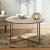 Modern Glam Round Faux Marble Coffee Table with X-Base - Faux White Marble/Gold - 4 of 4