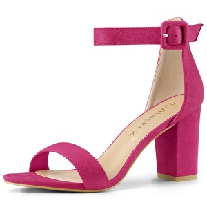 Allegra K Women's Back to College Open Toe Ankle Strap Chunky Heel Sandals - 1 of 4