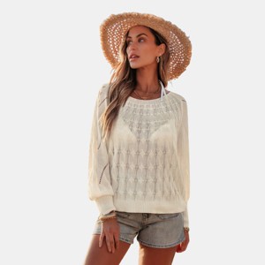 Women's Chic Lightweight Cover Up Sweater with Open Knit Design - Cupshe - 1 of 4
