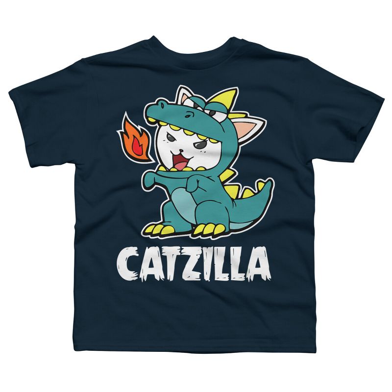 Boy's Design By Humans Catzilla Halloween Costume Dragon Monster Kitten Cats Lover By lenxeemyeu T-Shirt, 1 of 4