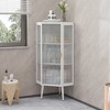 22.25'' Floor Coner Cabinet,Three Tiers with Tempered Glass Doors and Storage Shelves - 3 of 4