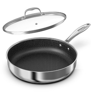 Imarku 12" Hybrid Nonstick Frying Pan Deep Sauté Pan with Lid, Stay-Cool Handle, Dishwasher&Oven-Safe , Induction & All Cooktop Compatible，Free-PFOA - 1 of 4