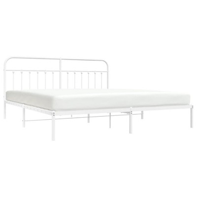 vidaXL Classic Metal Bed Frame with Supportive Headboard - Powder-Coated Steel Construction