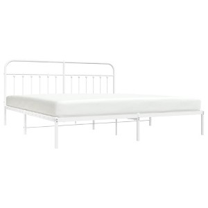 vidaXL Classic Metal Bed Frame with Supportive Headboard - Powder-Coated Steel Construction - 1 of 4